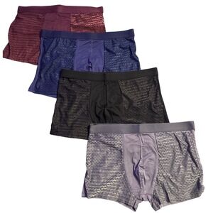 NEW BoxHero Men's Boxer Briefs 4pk Mesh Bamboo Blend Burgundy Blue Black Gray XL